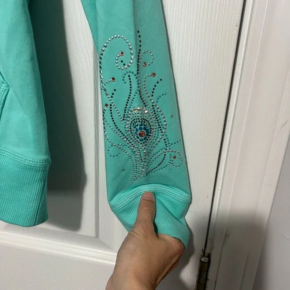 Christine Alexander Teal Embellished Hoodie - Picture 3 of 6